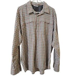Men's Wrangler Outdoor Series Regular Fit XL Rust & Gray, Button Down Shirt LS